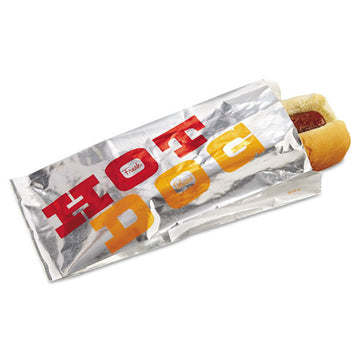 Bagcraft Foil Single-serve Bags, 6" X 6.5", Silver, Hamburger Design, 1,000-carton freeshipping - TVN Wholesale